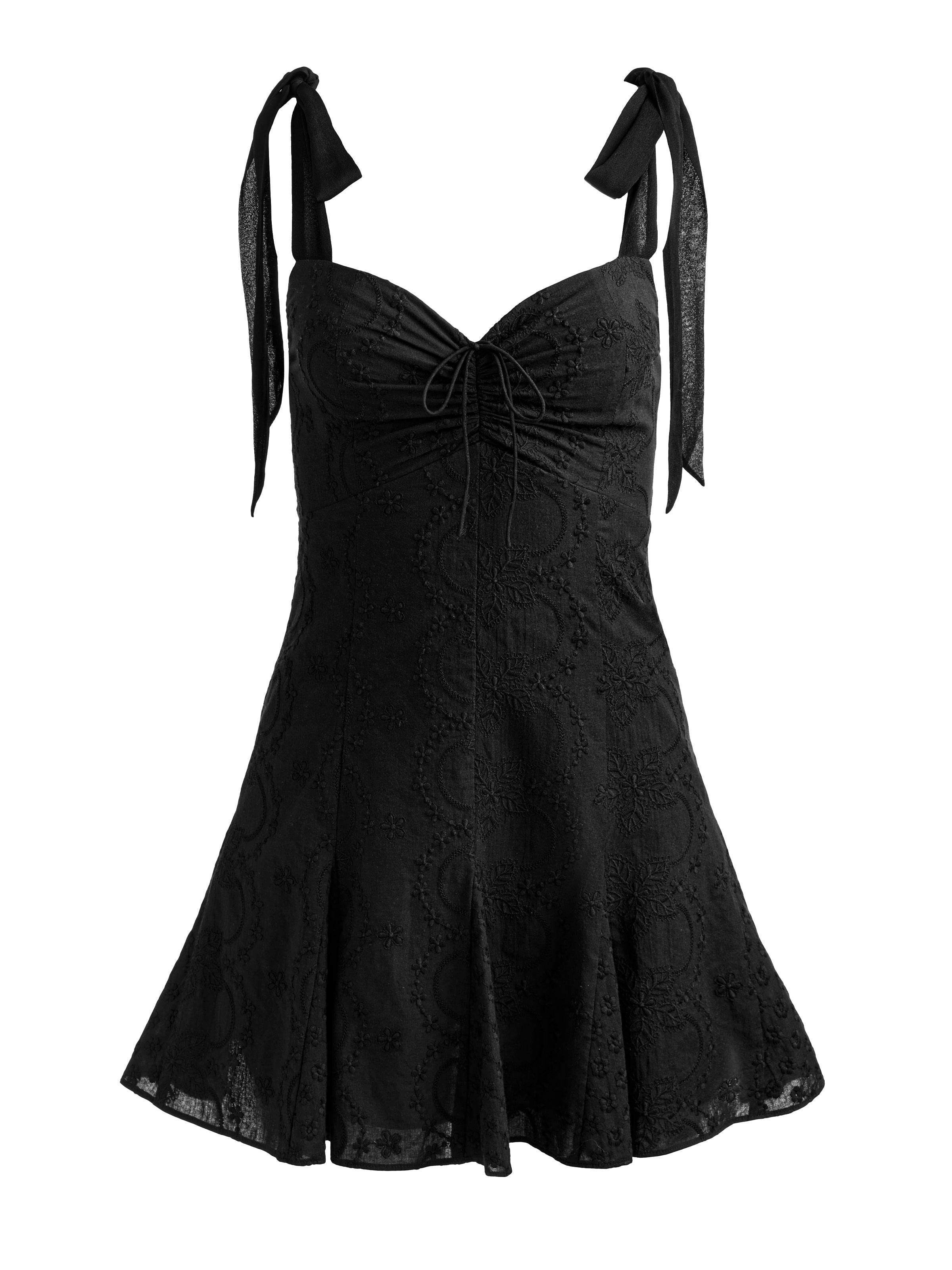 AMBRIE EMBROIDERED MINI DRESS-Black-ALICE + OLIVIA