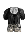ODETTE EMBR PUFF SLV PINTUCK BLOUSE-ALICE + OLIVIA