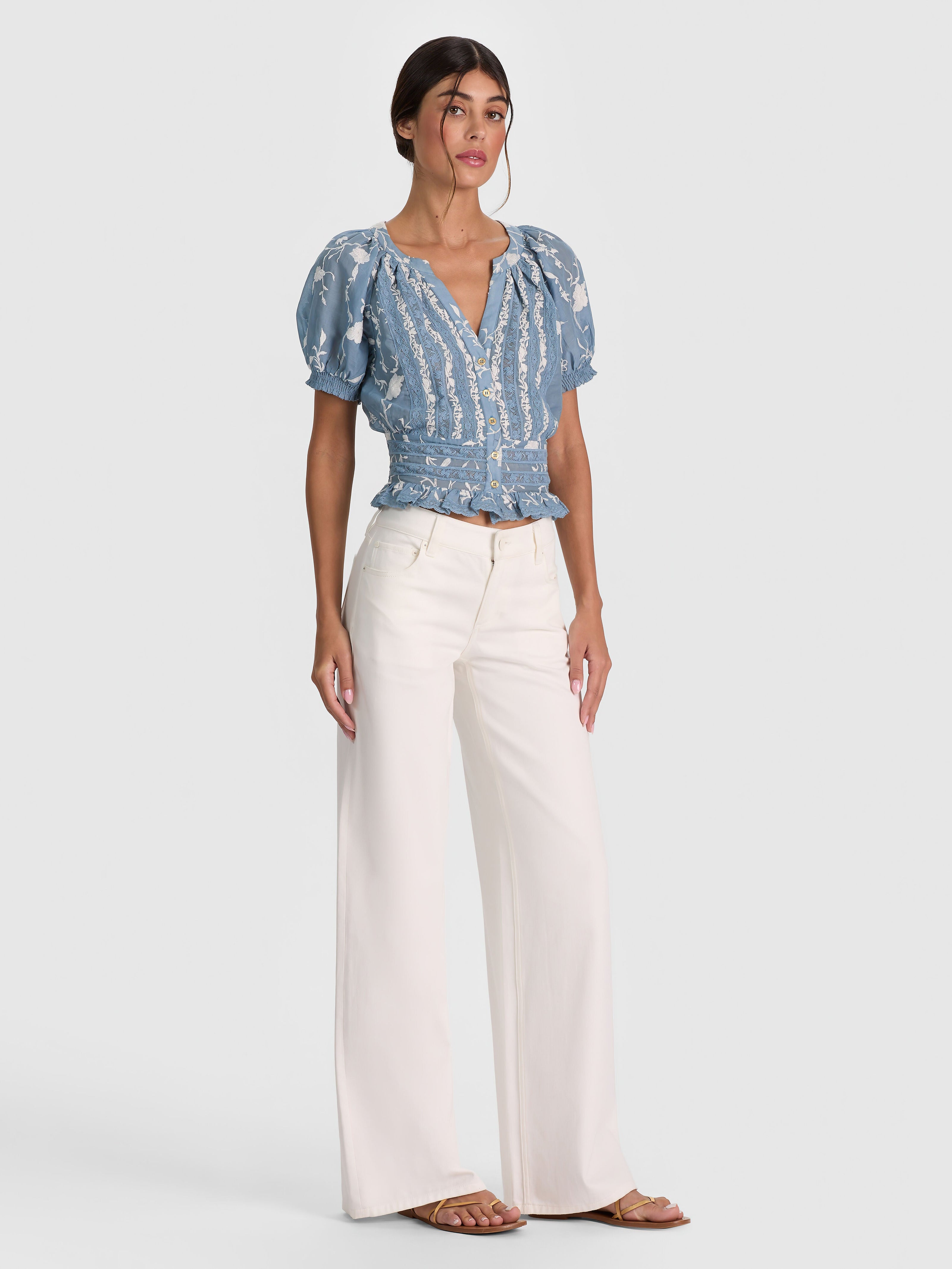 KATHRYN LACE TRIM BLOUSE-ALICE + OLIVIA
