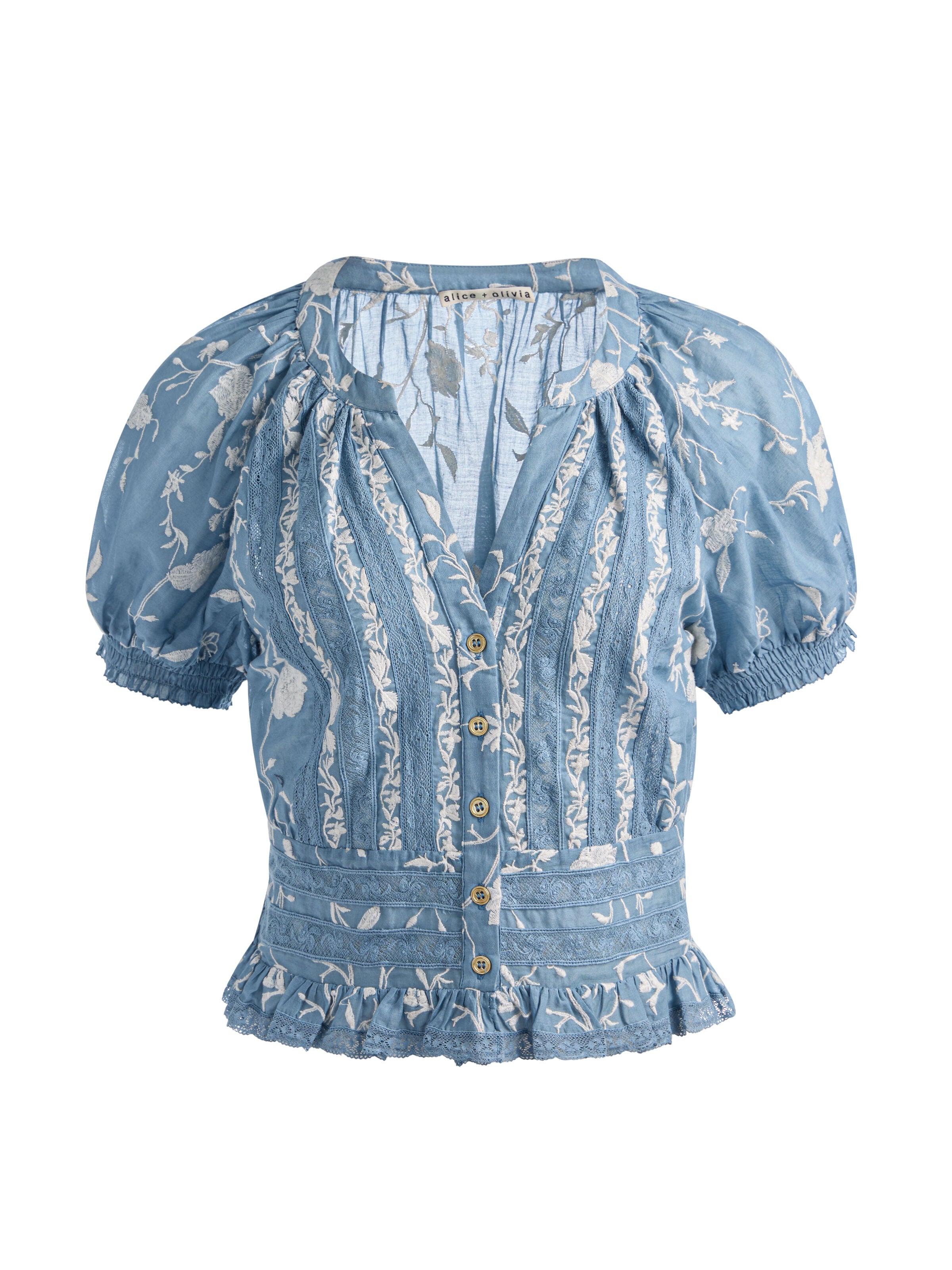 KATHRYN LACE TRIM BLOUSE-ALICE + OLIVIA
