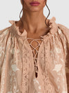 NORAH EMBR LACE FRONT BLOUSE-ALICE + OLIVIA