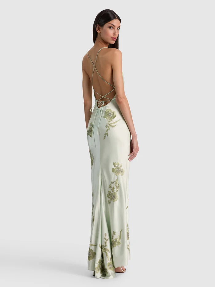 MONTANA EMBELLISHED MAXI SLIP DRESS-GREEN LILY-ALICE + OLIVIA