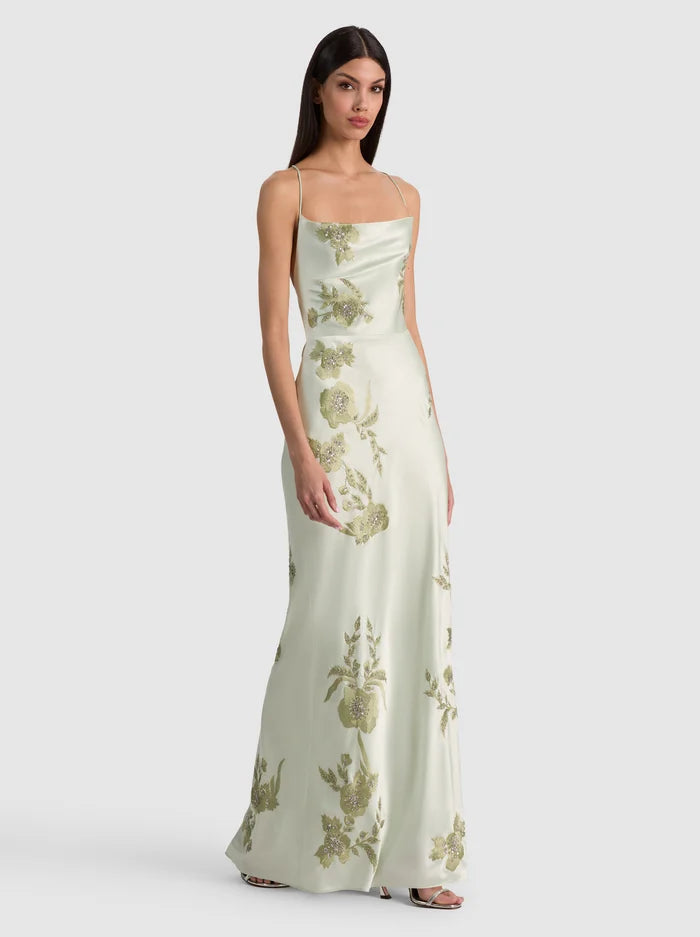 MONTANA EMBELL COWL STRAPPY BK MAXI DRESS-ALICE + OLIVIA
