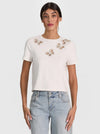 CINDY EMBELLISHED CUTOUT TEE-OFF WHITE/SILVER CRYSTAL-ALICE + OLIVIA
