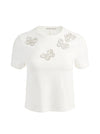 CINDY EMBELLISHED CUTOUT TEE-OFF WHITE/SILVER CRYSTAL-ALICE + OLIVIA