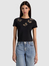CINDY EMBELL CROPPED TEE W CUTOUTS-ALICE + OLIVIA