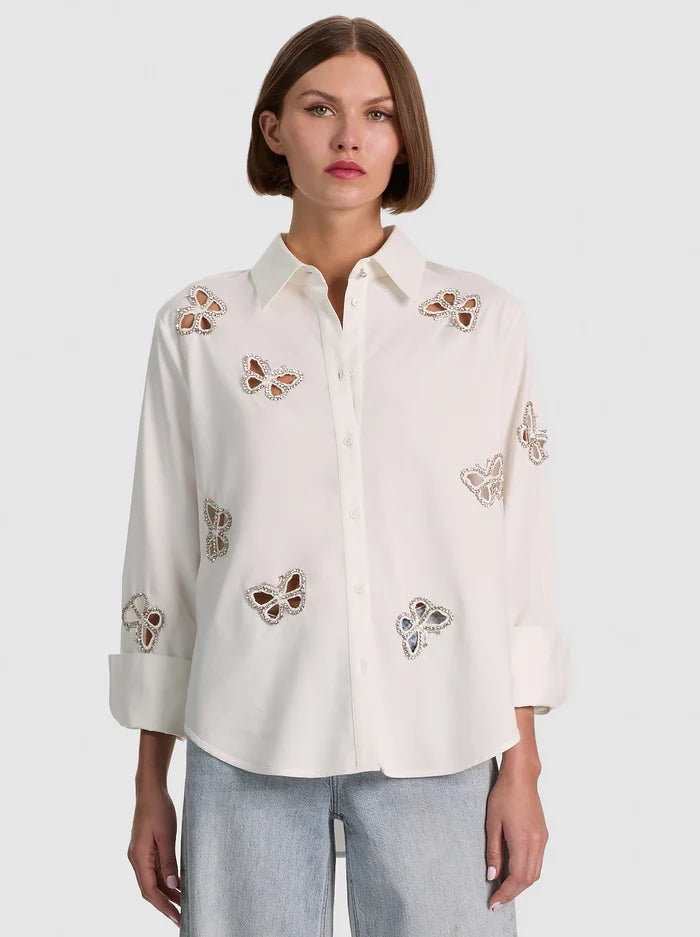 FINELY EMBELL BTDWN W CUTOUTS-ALICE + OLIVIA