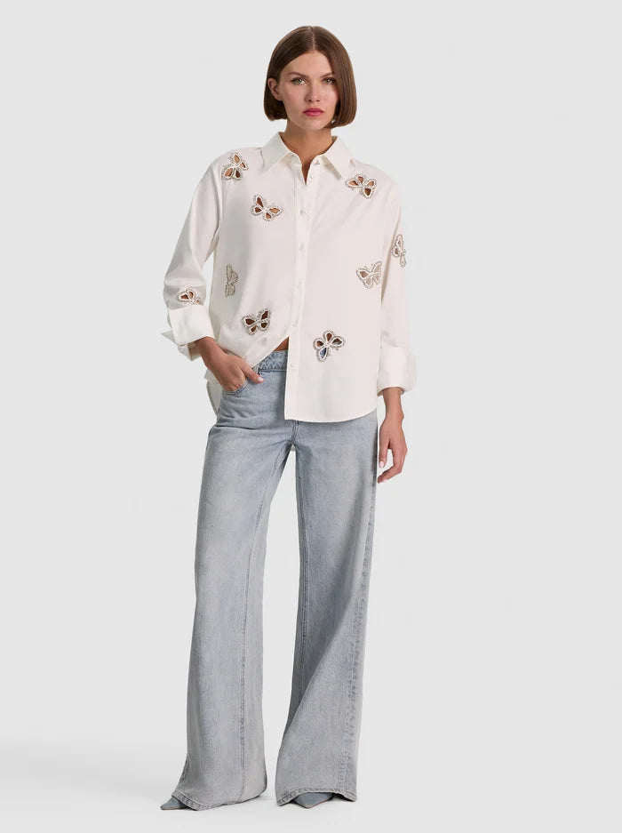 FINELY EMBELL BTDWN W CUTOUTS-ALICE + OLIVIA