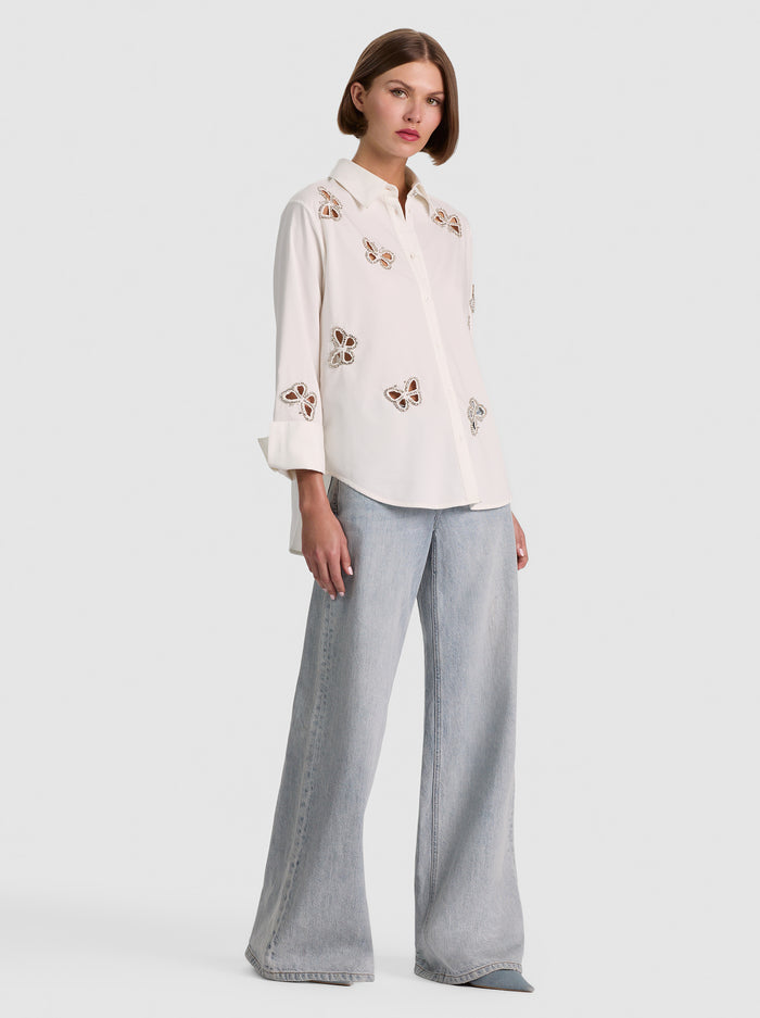 FINELY EMBELL BTDWN W CUTOUTS-ALICE + OLIVIA