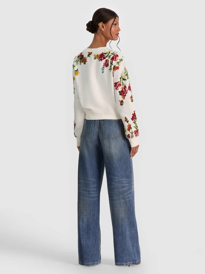 RUSSELL EMBELLISHED CREWNECK SWEATSHIRT-ALICE + OLIVIA