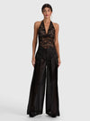 LINA PLUNGING V NK HALTER LACE BODYSUIT-ALICE + OLIVIA
