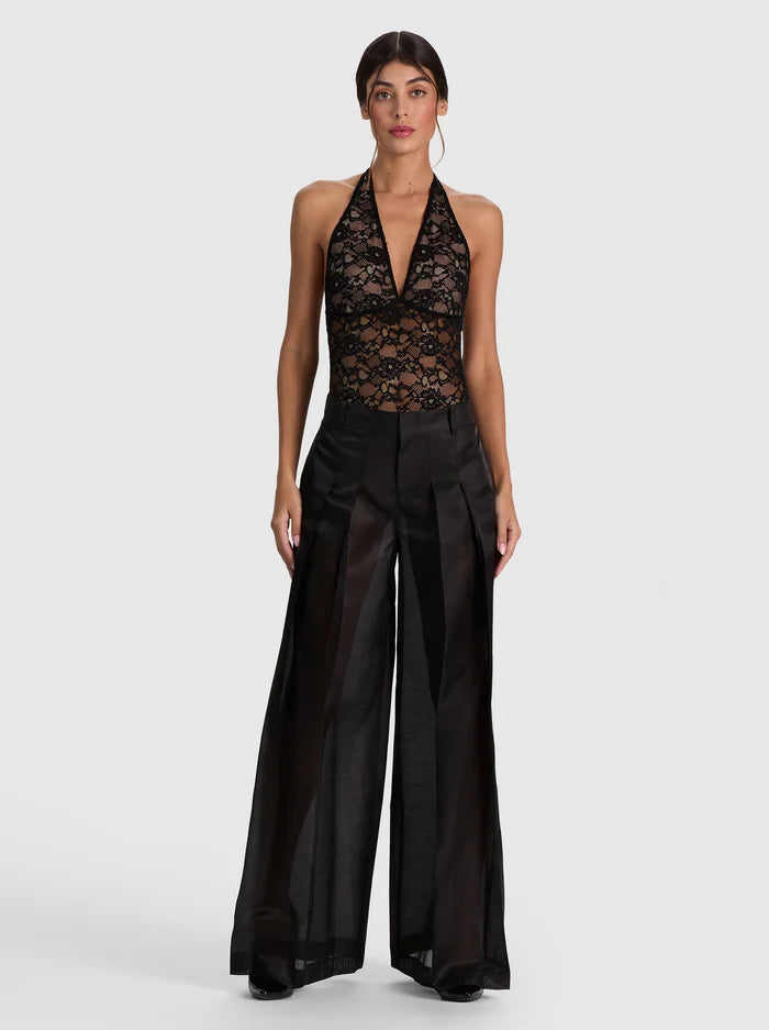 LINA PLUNGING V NK HALTER LACE BODYSUIT-ALICE + OLIVIA