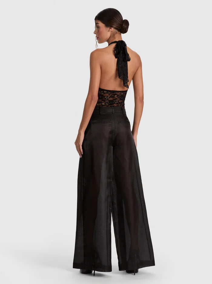 LINA PLUNGING V NK HALTER LACE BODYSUIT-ALICE + OLIVIA