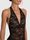 LINA PLUNGING V NK HALTER LACE BODYSUIT-ALICE + OLIVIA