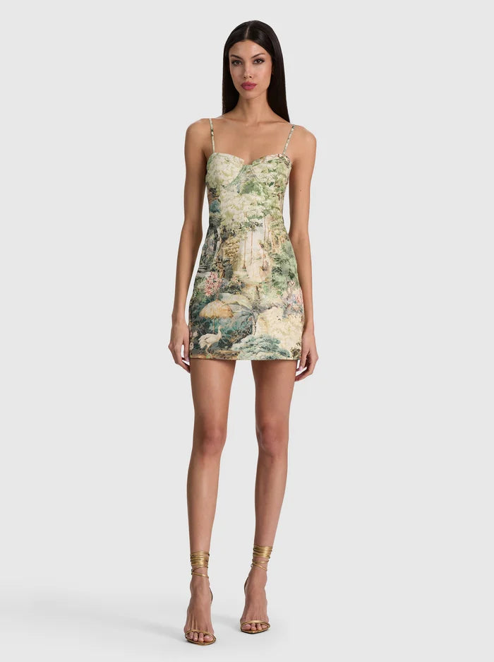 NILA SEAMED CORSET MINI DRESS-TERRAIN LG-ALICE + OLIVIA