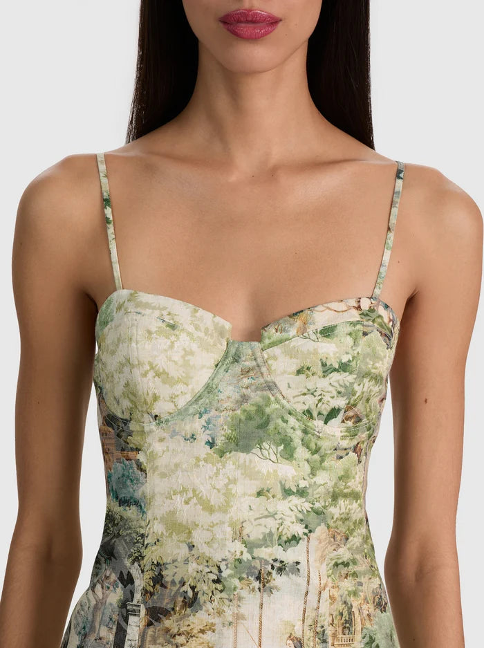 NILA SEAMED CORSET MINI DRESS-TERRAIN LG-ALICE + OLIVIA