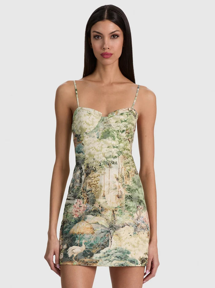 NILA SEAMED CORSET MINI DRESS-TERRAIN LG-ALICE + OLIVIA