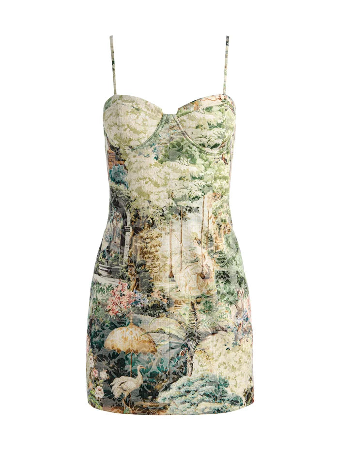 NILA SEAMED CORSET MINI DRESS-TERRAIN LG-ALICE + OLIVIA