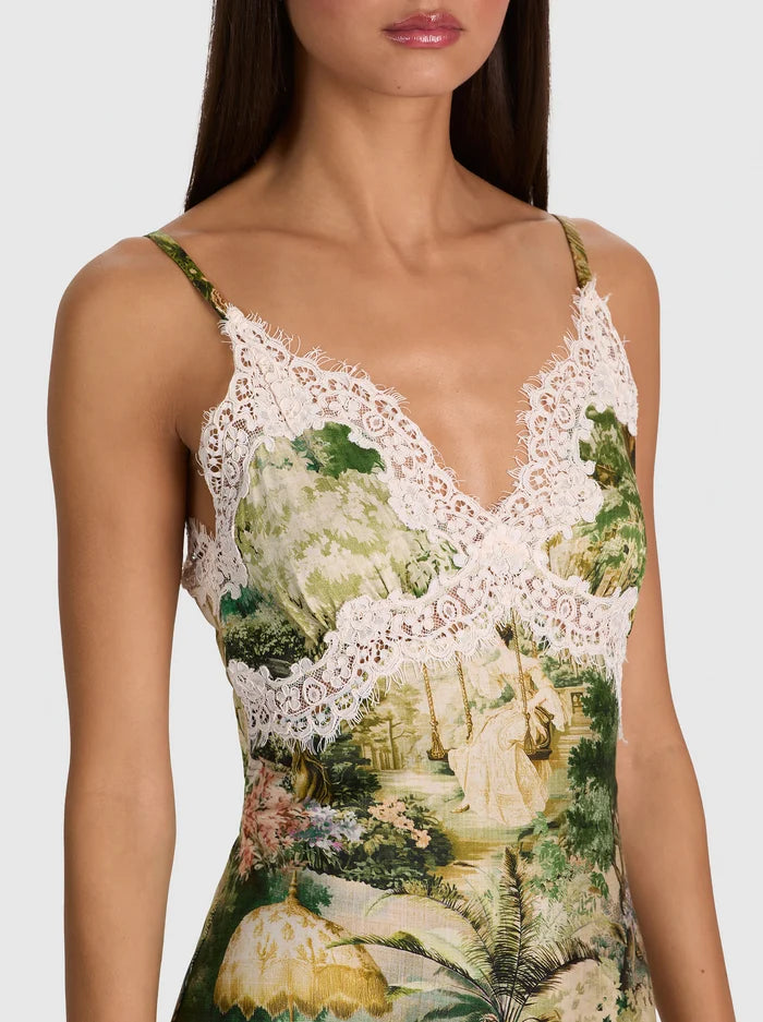 JULIETTA LACE TRIM MIDI SLIP DRESS-ALICE + OLIVIA