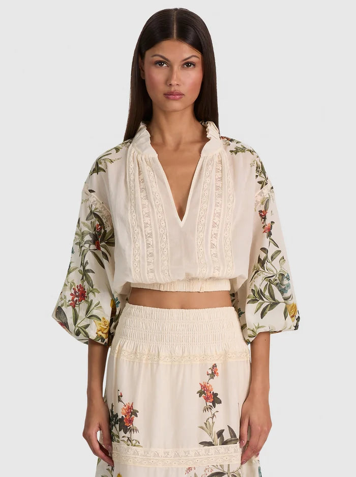 CASSIE CROPPED BLOUSE-ALICE + OLIVIA