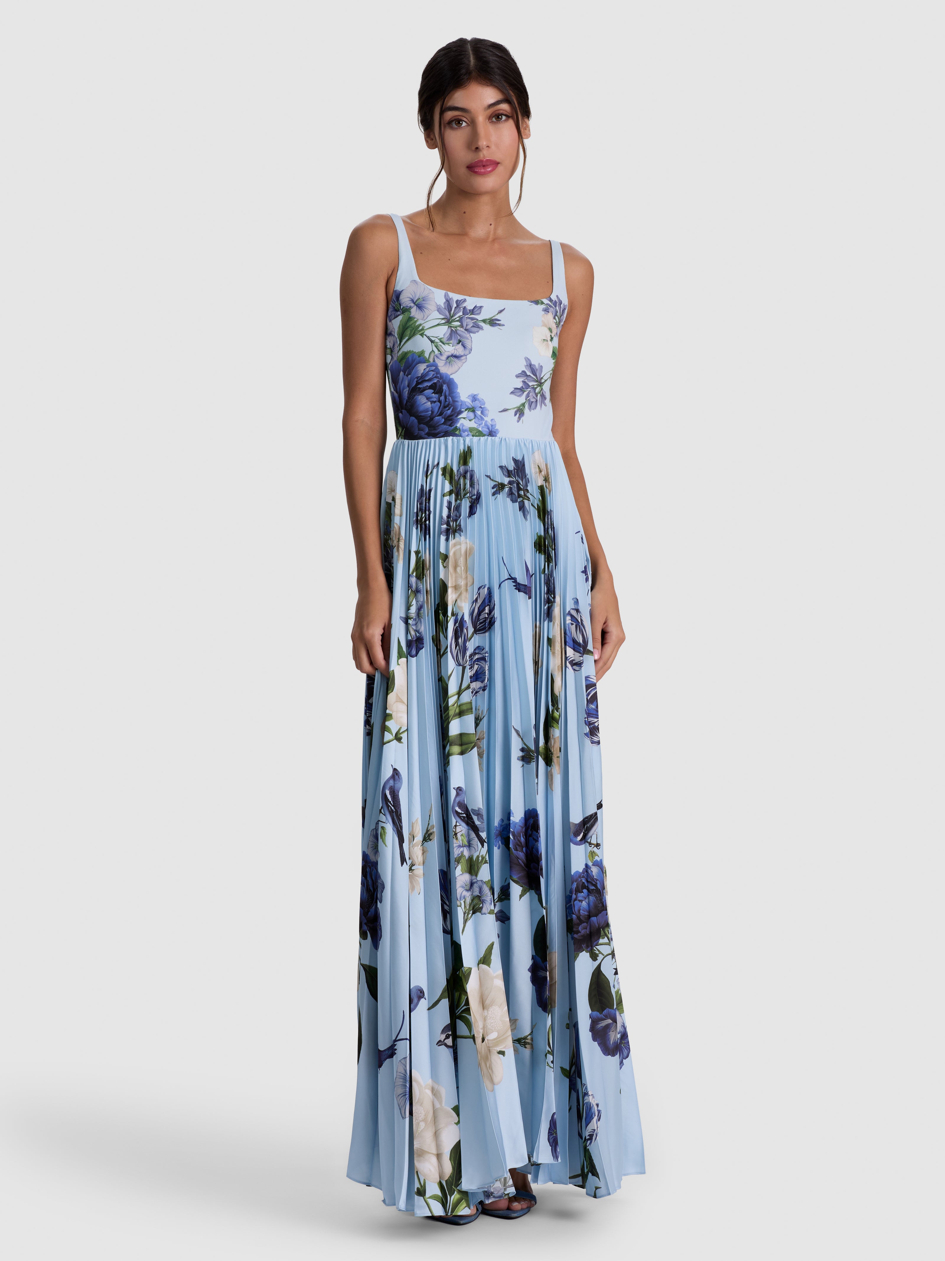 CAROLYN PLEATED MAXI DRESS-FLY AWAY-ALICE + OLIVIA
