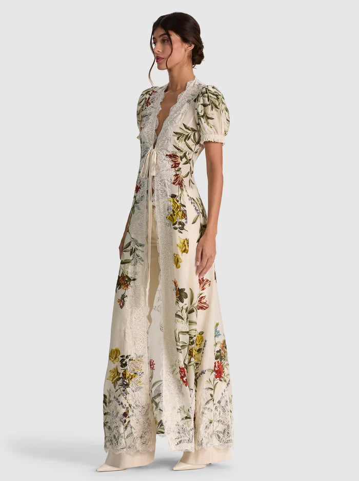 INGRID LACE TRIM PUFF SLV WRAP ROBE-ALICE + OLIVIA
