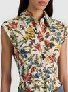 KIM PANELED CORSET FITTED TOP-DESERT SPRIGS VANILLA-ALICE + OLIVIA