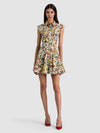 KIM PANELED CORSET FLARED MINI SHIRT DRESS-ALICE + OLIVIA