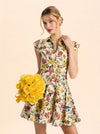 KIM CORSET SHIRT DRESS-DESERT SPRIGS VANILLA-ALICE + OLIVIA