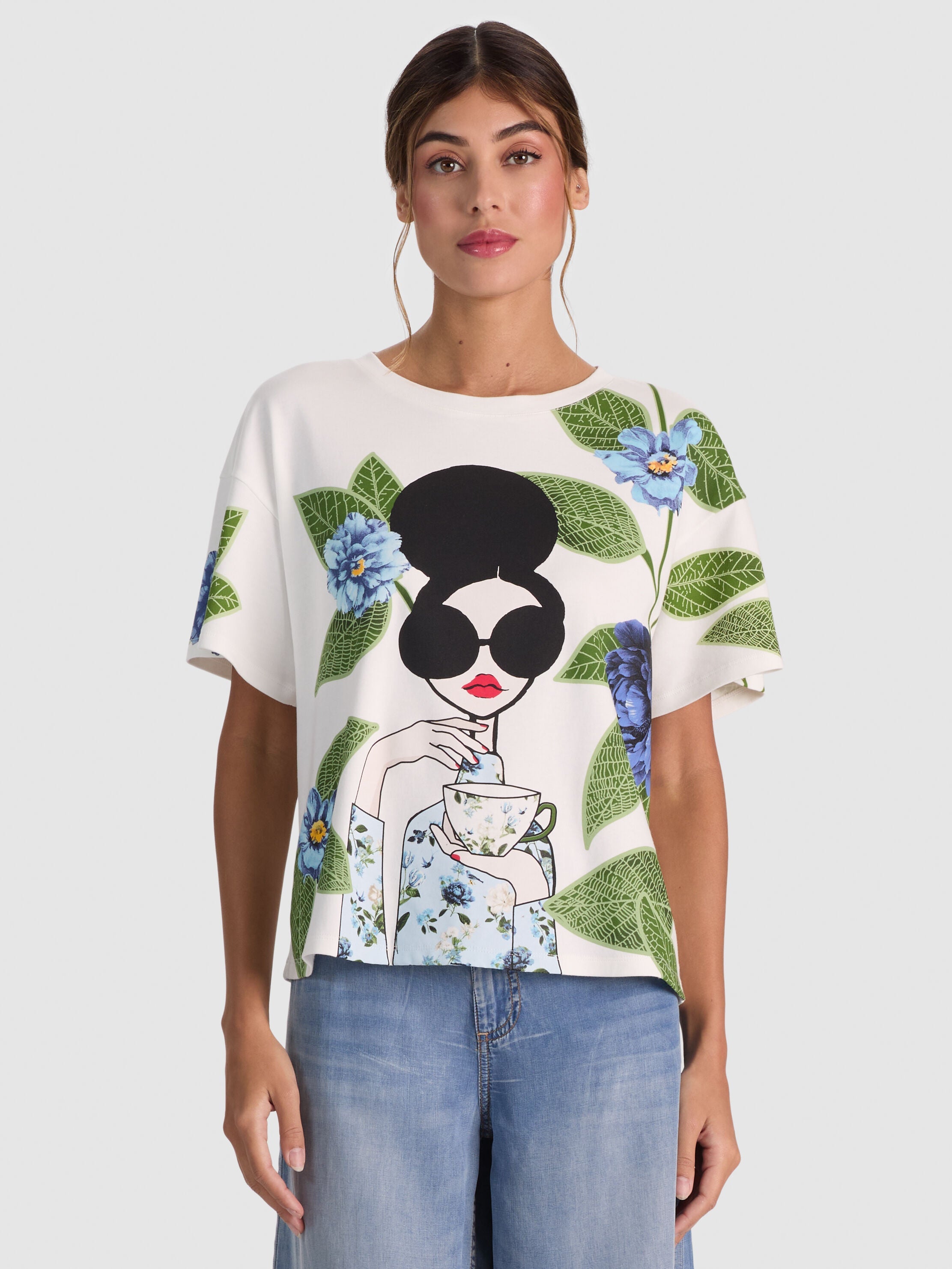 EVAN STACEFACE OVERSIZED TEE-ALICE + OLIVIA