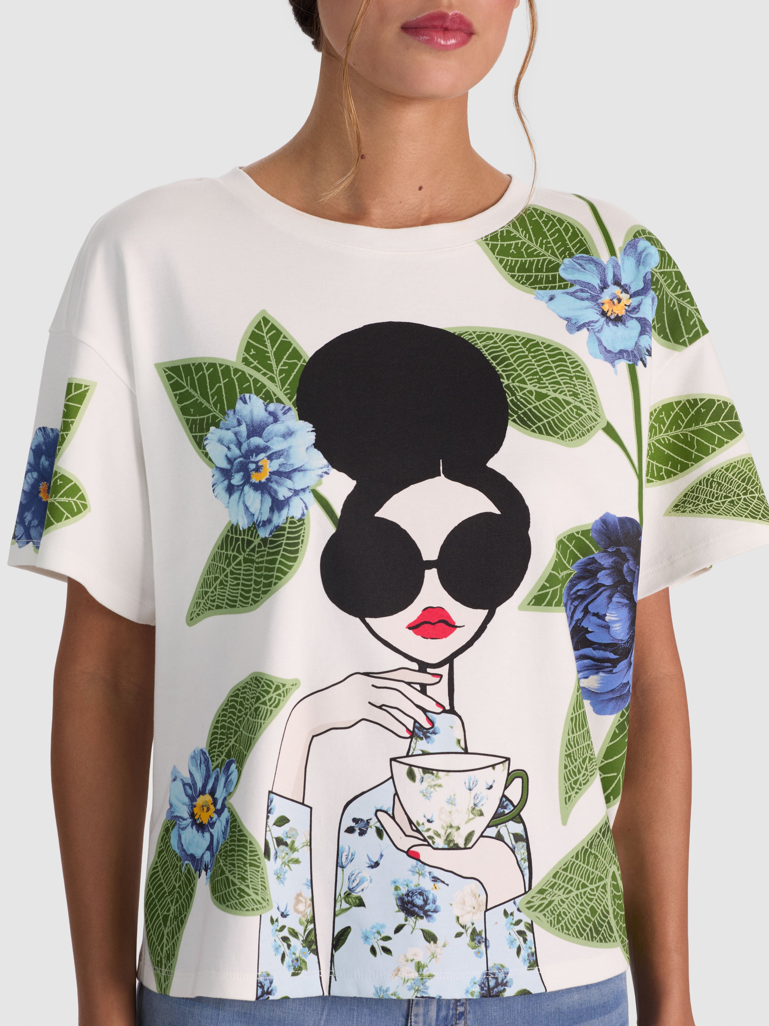 EVAN STACEFACE OVERSIZED TEE-ALICE + OLIVIA