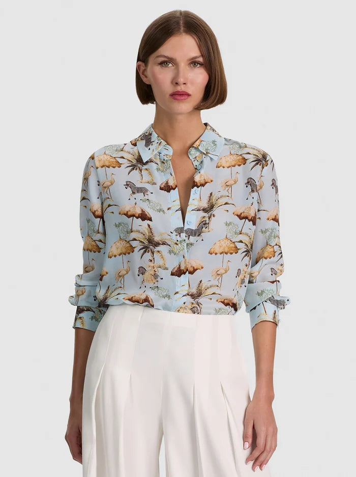 WILLA STACEFACE SILK BLOUSE-ALICE + OLIVIA