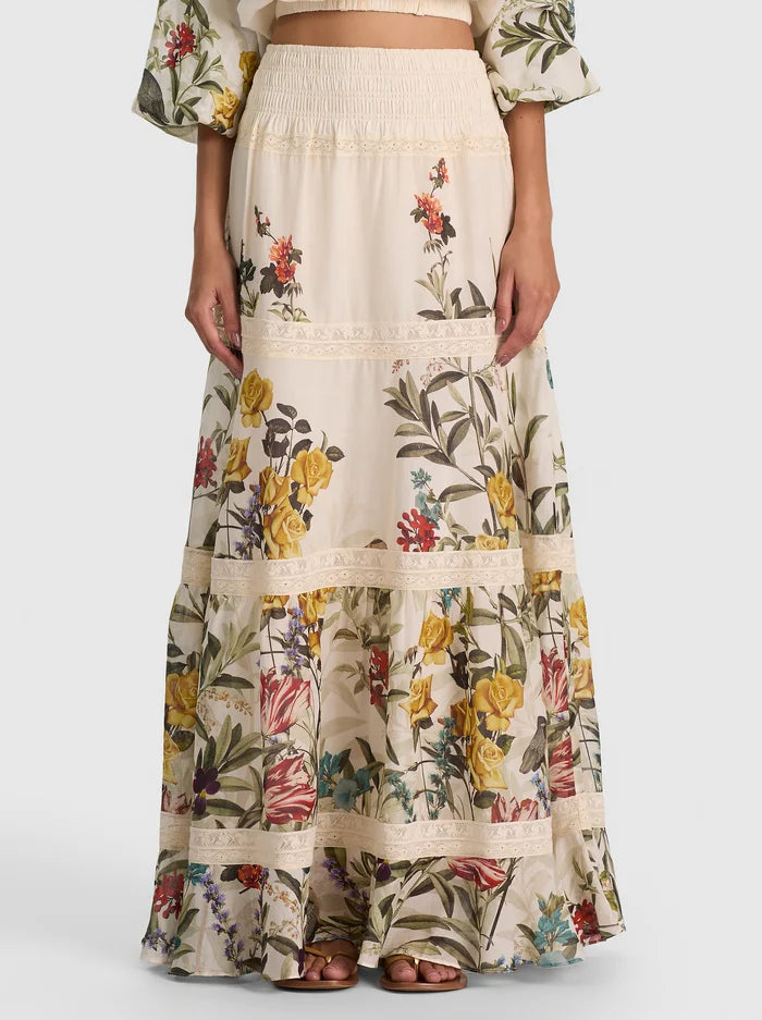 STEVIE DROP WAIST MAXI SKIRT-DESERT SPRIGS VANILLA-ALICE + OLIVIA