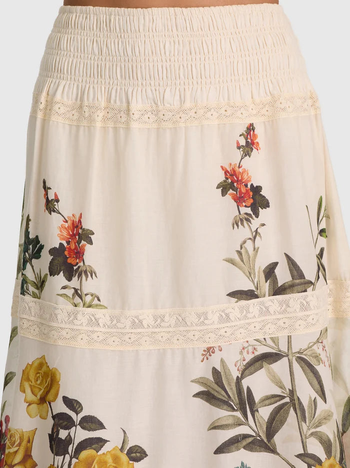 STEVIE DROP WAIST MAXI SKIRT-DESERT SPRIGS VANILLA-ALICE + OLIVIA