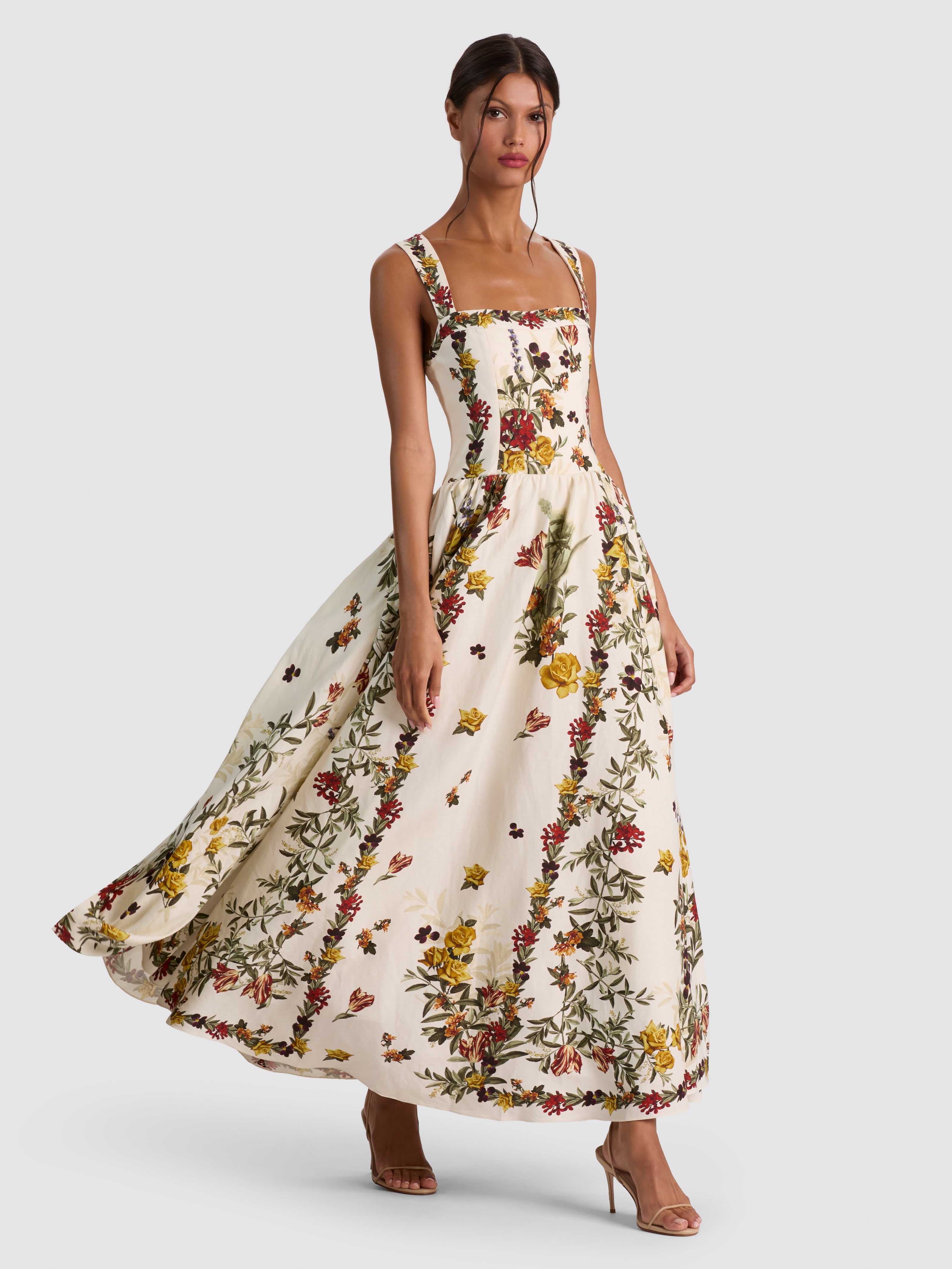 VERA MIDI DRESS - DESERT SPRIGS VANILLA
