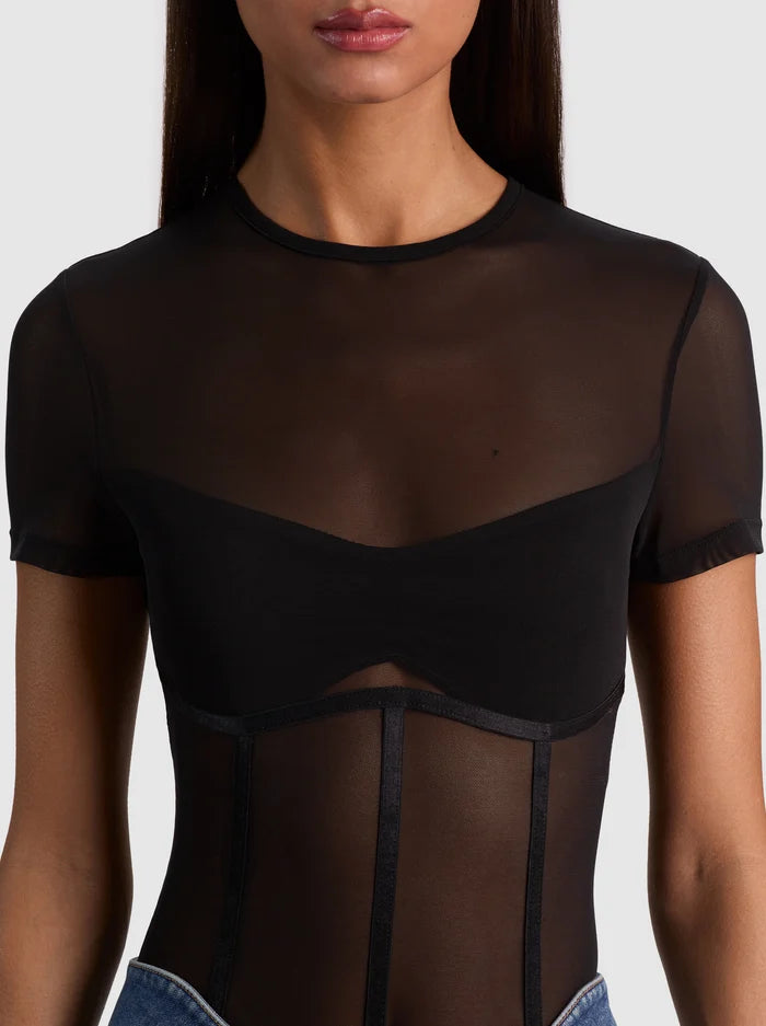 WHITNEY SHEER SEAMED BODYSUIT-Black-ALICE + OLIVIA