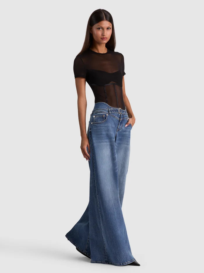WHITNEY SHEER SEAMED BODYSUIT-Black-ALICE + OLIVIA