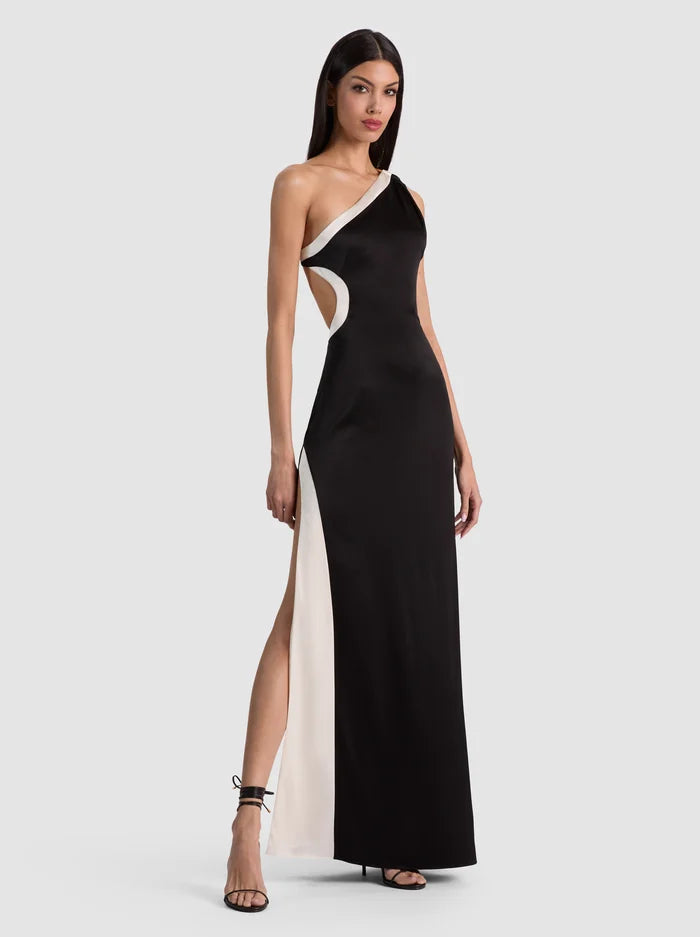 GWENDOLYN CUTOUT MAXI DRESS-BLACK/OFF WHITE-ALICE + OLIVIA