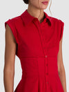 KIM PANELED CORSET FLARED MINI SHIRT DRESS-ALICE + OLIVIA