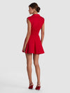KIM PANELED CORSET FLARED MINI SHIRT DRESS-ALICE + OLIVIA