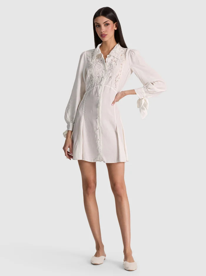 DEBORAH MINI SHIRT DRESS-OFF WHITE-ALICE + OLIVIA