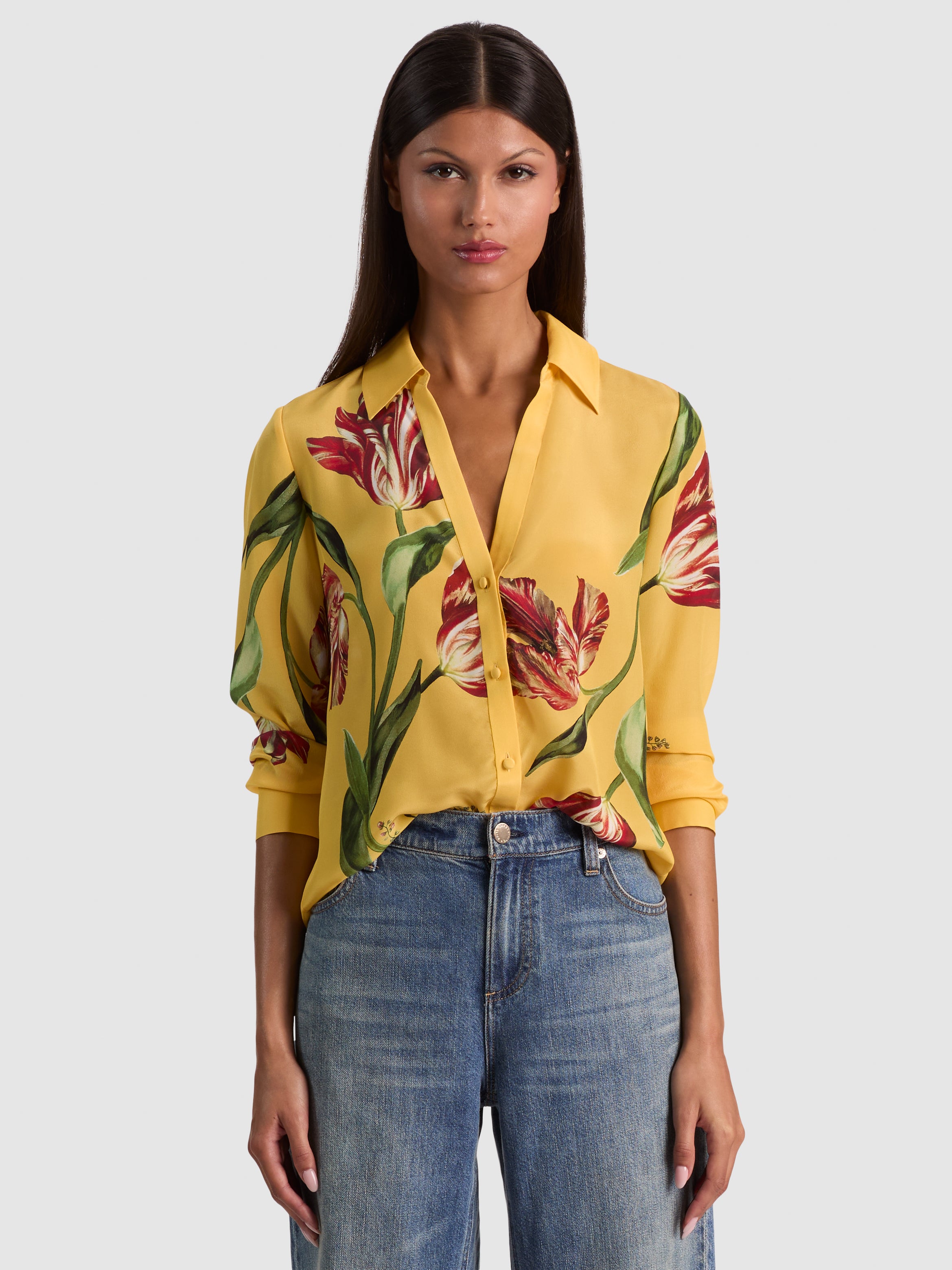 ELOISE BUTTON DOWN BLOUSE-ALICE + OLIVIA
