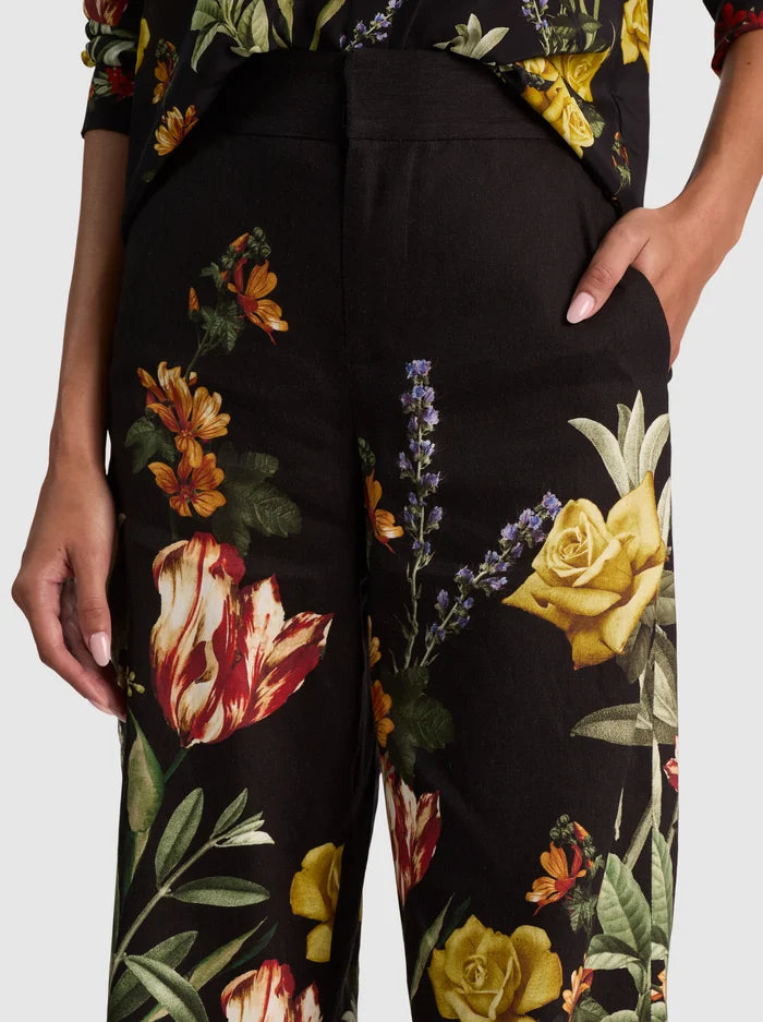 DYLAN LINEN PANT-DESERT SPRIGS BLACK-ALICE + OLIVIA
