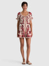 MCLAINE EMBR PUFF SLV BTN DWN TIERED MINI DRESS-ALICE + OLIVIA