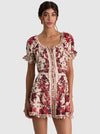 MCLAINE EMBR PUFF SLV BTN DWN TIERED MINI DRESS-ALICE + OLIVIA
