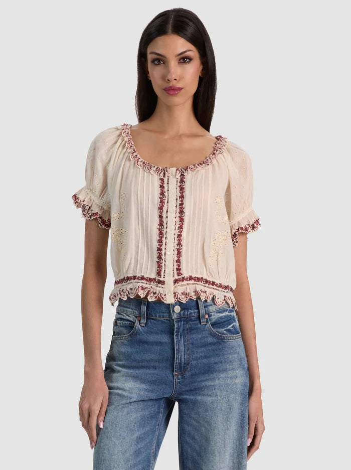 MCLAINE PUFF SLEEVE BLOUSE-ORCHARD GLOW-ALICE + OLIVIA