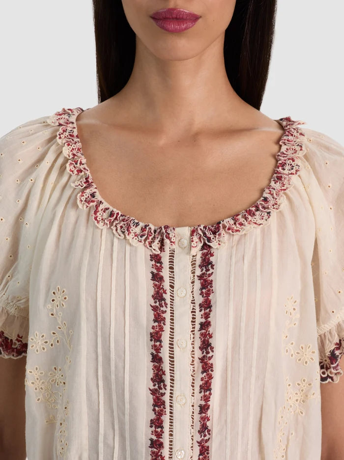 MCLAINE PUFF SLEEVE BLOUSE-ORCHARD GLOW-ALICE + OLIVIA