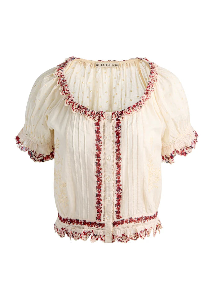 MCLAINE PUFF SLEEVE BLOUSE-ORCHARD GLOW-ALICE + OLIVIA