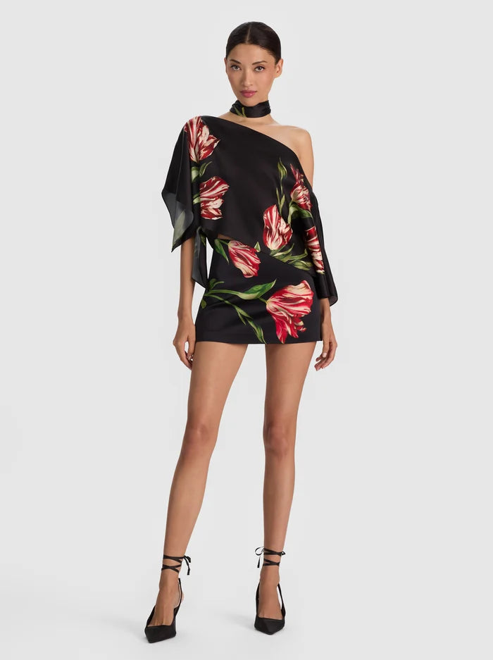 RITA OTS DRAPED CROPPED TOP W SCARF-ALICE + OLIVIA