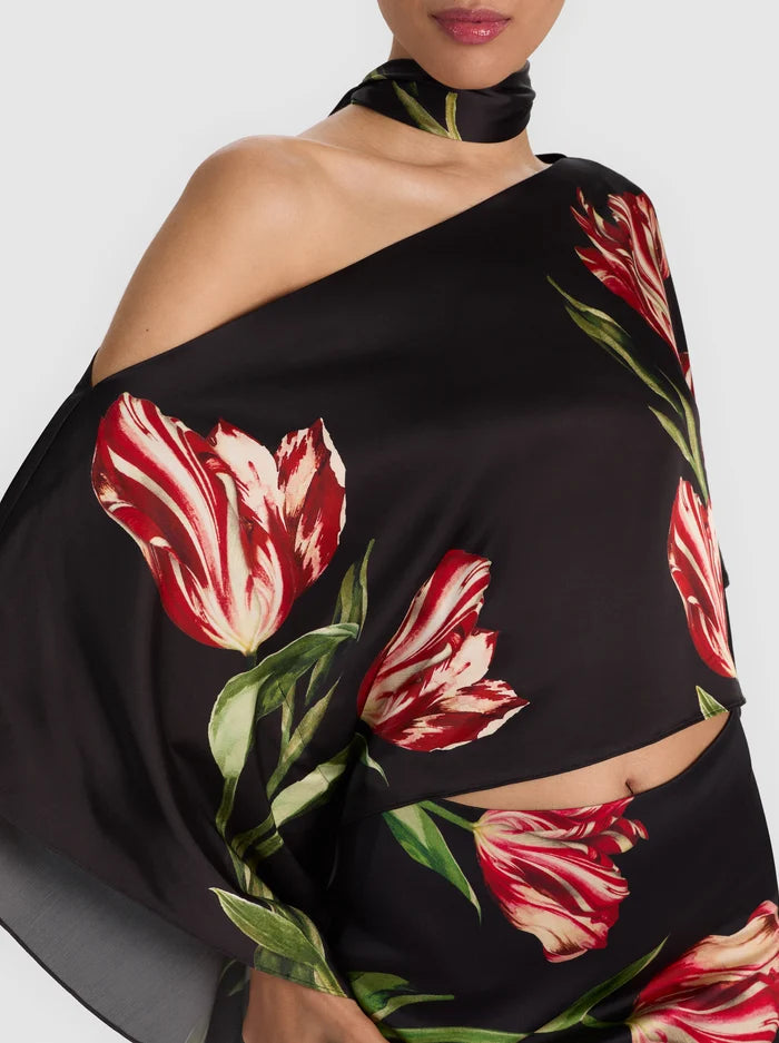 RITA OTS DRAPED CROPPED TOP W SCARF-ALICE + OLIVIA